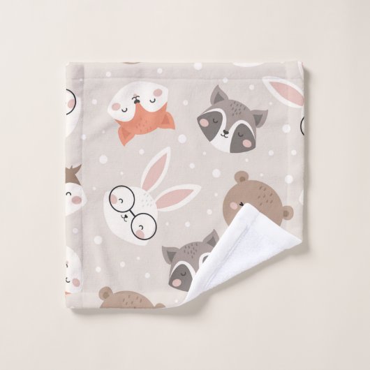 Cute Woodland Animal Kinder Pattern Bathroom Bad Handdoek (Wasdoekje)