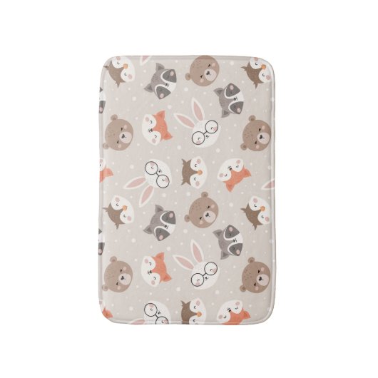 Cute Woodland Animal Kinder Pattern Bathroom Badmat (Voorkant Verticaal)