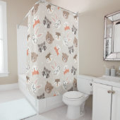Cute Woodland Animal Kinder Pattern Bathroom Douchegordijn (In situ)