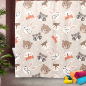 Cute Woodland Animal Kinder Pattern Bathroom Douchegordijn