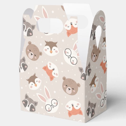Cute Woodland Animal Kinder Pattern Birthday Party Bedankdoosjes (Geopend)
