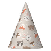 Cute Woodland Animal Kinder Pattern Birthday Party Feesthoedjes (Links)