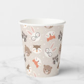 Cute Woodland Animal Kinder Pattern Birthday Party Papieren Bekers (Achterkant)