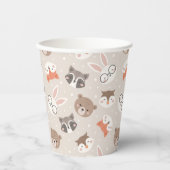 Cute Woodland Animal Kinder Pattern Birthday Party Papieren Bekers (Voorkant)