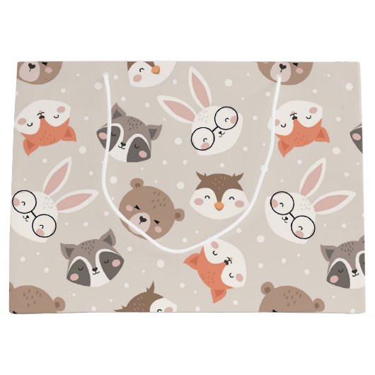 Cute Woodland Animal Kinder Pattern Groot Cadeauzakje (Voorkant)