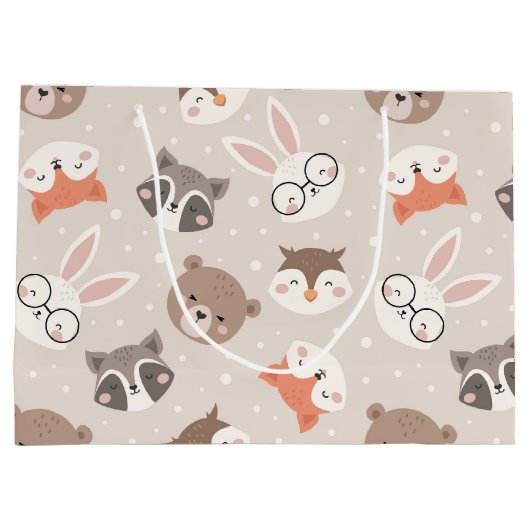Cute Woodland Animal Kinder Pattern Groot Cadeauzakje (Achterkant)