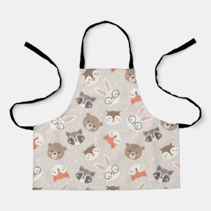 Cute Woodland Animal Kinder Pattern Kitchen Schort