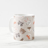 Cute Woodland Animal Kinder Pattern Koffiemok (Voorkant links)