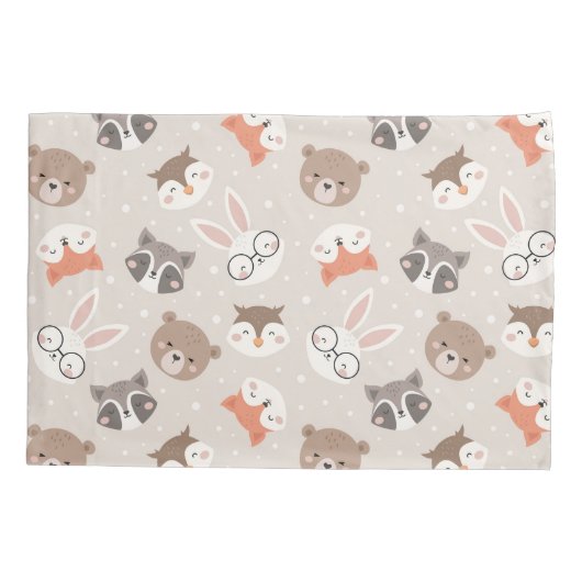 Cute Woodland Animal Kinder Pattern Kussensloop (Achterkant)