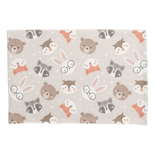 Cute Woodland Animal Kinder Pattern Kussensloop (Voorkant)