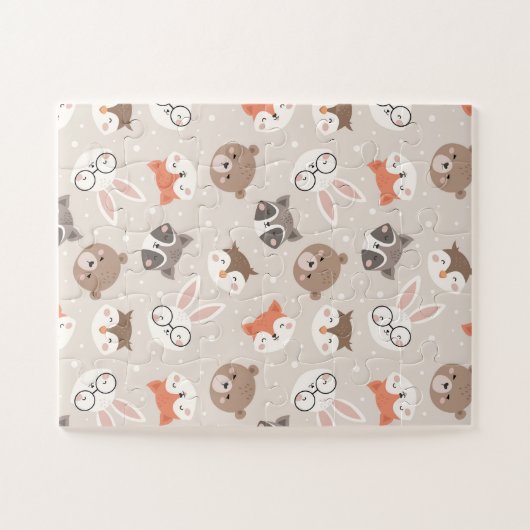 Cute Woodland Animal Kinder Pattern Legpuzzel (Horizontaal)