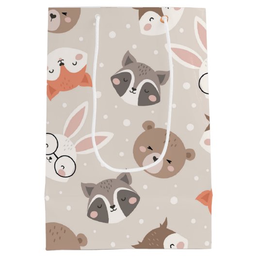 Cute Woodland Animal Kinder Pattern Medium Cadeauzakje (Achterkant)