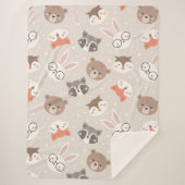 Cute Woodland Animal Kinder Pattern Sherpa Deken (Voorkant)