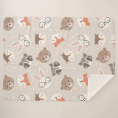 Cute Woodland Animal Kinder Pattern Sherpa Deken (Voorkant (horizontaal))