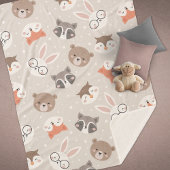 Cute Woodland Animal Kinder Pattern Sherpa Deken