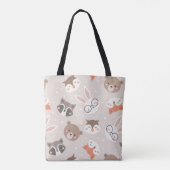 Cute Woodland Animal Kinder Pattern Tote Bag (Achterkant)