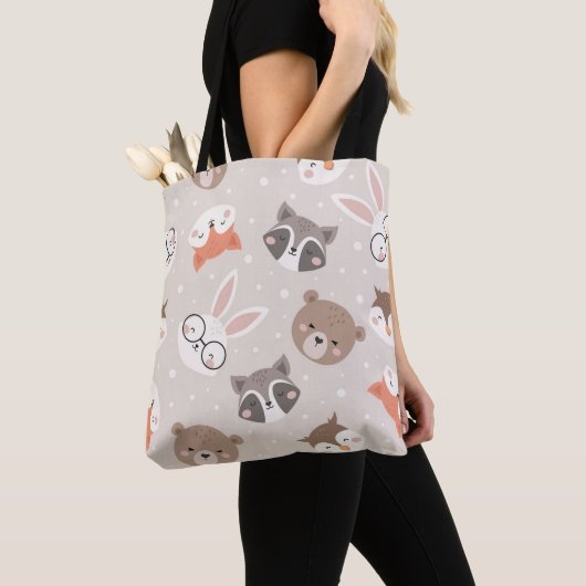 Cute Woodland Animal Kinder Pattern Tote Bag (Dichtbij)