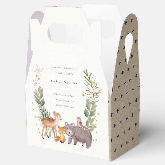 Cute Woodland Animal Leafy Wreate Baby shower Bedankdoosjes (Geopend)