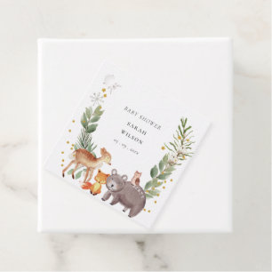 Cute Woodland Animal Leafy Wreate Baby shower Bedankjes Labels