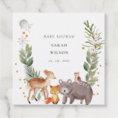 Cute Woodland Animal Leafy Wreate Baby shower Bedankjes Labels (Voorkant)