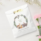 Cute Woodland Animal Leafy Wreate Baby shower Bedankzakje (Gezegeld)