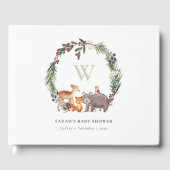 Cute Woodland Animal Leafy Wreate Baby shower Gastenboek (Voorkant)