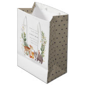 Cute Woodland Animal Leafy Wreate Baby shower Medium Cadeauzakje (Voorkant Gekanteld)