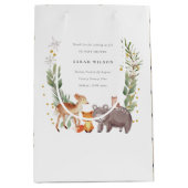 Cute Woodland Animal Leafy Wreate Baby shower Medium Cadeauzakje (Voorkant)