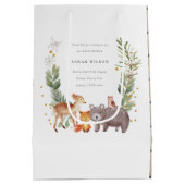 Cute Woodland Animal Leafy Wreate Baby shower Medium Cadeauzakje (Achterkant)
