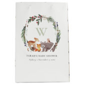 Cute Woodland Animal Leafy Wreate Baby shower Medium Cadeauzakje (Voorkant)