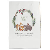 Cute Woodland Animal Leafy Wreate Baby shower Medium Cadeauzakje (Achterkant)