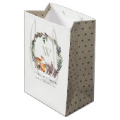 Cute Woodland Animal Leafy Wreate Baby shower Medium Cadeauzakje (Achterkant Gekanteld)
