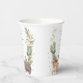 Cute Woodland Animal Leafy Wreate Baby shower Papieren Bekers (Links)