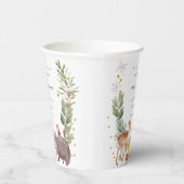 Cute Woodland Animal Leafy Wreate Baby shower Papieren Bekers (Rechts)