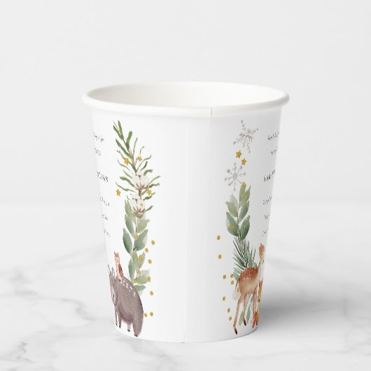 Cute Woodland Animal Leafy Wreate Baby shower Papieren Bekers (Rechts)