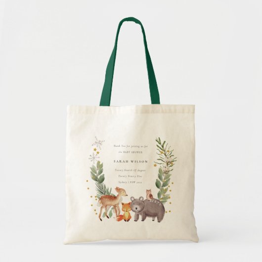 Cute Woodland Animal Leafy Wreate Baby shower Tote Bag (Voorkant)