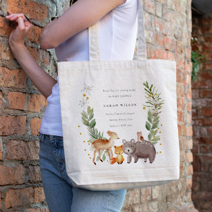 Cute Woodland Animal Leafy Wreate Baby shower Tote Bag
