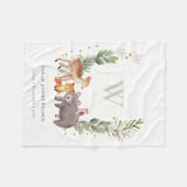 Cute Woodland Animal Leafy Wreatmonogram Kinder Fleece Deken (Voorkant (Horizontaal))