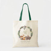 Cute Woodland Animal Leafy Wreatmonogram Kinder Tote Bag (Voorkant)
