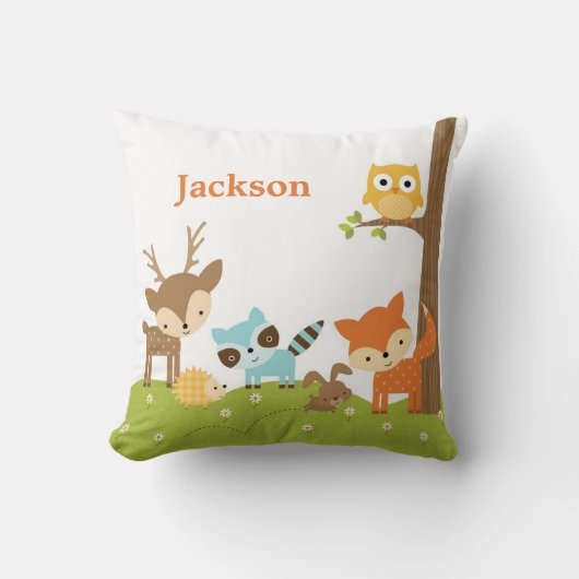Cute Woodland Animal Nursery Pillow Kussen (Voorkant)