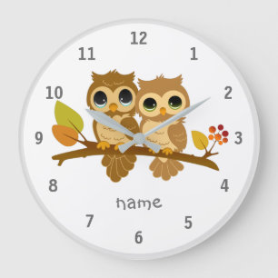 Cute Woodland Animal Owl Wall klok