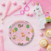 Cute Woodland Animal Pattern Baby shower Party Papieren Bordje (Feest)