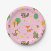 Cute Woodland Animal Pattern Baby shower Party Papieren Bordje (Voorkant)