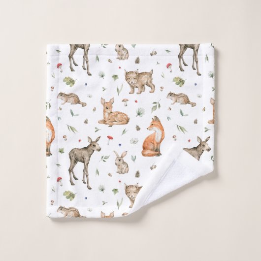 Cute Woodland Animal Pattern Bad Handdoek (Wasdoekje)