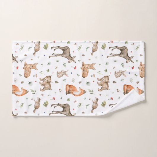 Cute Woodland Animal Pattern Bad Handdoek (Handdoek)