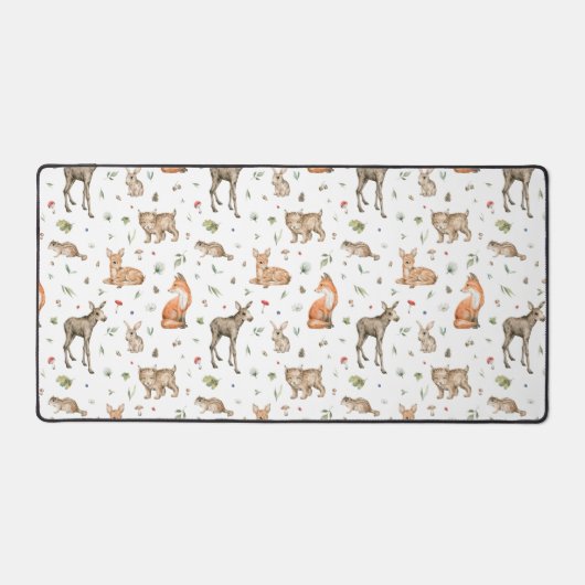 Cute Woodland Animal Pattern Bureaumat (Voorkant)