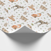 Cute Woodland Animal Pattern Cadeaupapier (Hoek)