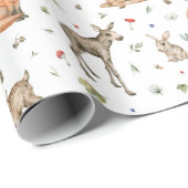 Cute Woodland Animal Pattern Cadeaupapier (Rol Hoek)