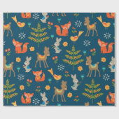 Cute Woodland Animal Pattern Cadeaupapier (Vlak)