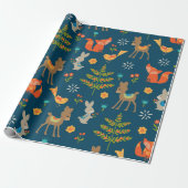 Cute Woodland Animal Pattern Cadeaupapier (Uitgerold)